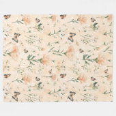 Pfirsich Schmetterlinge Floral Fleecedecke (Vorderseite (Horizontal))