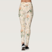 Pfirsich Schmetterlinge Floral Leggings (Rückseite)