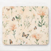 Pfirsich Schmetterlinge Floral Mousepad (Vorne)