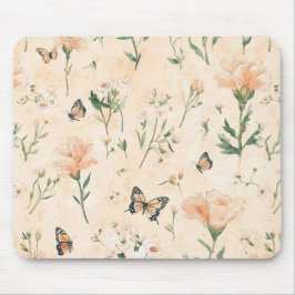Pfirsich Schmetterlinge Floral Mousepad