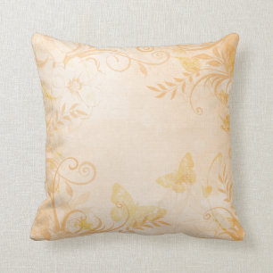 Pfirsich-Schmetterlings-BlumenWurfs-Kissen Kissen