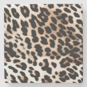 Pfirsich Schwarze Creme Leopard Steinuntersetzer (Vorderseite)
