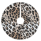 Pfirsich Schwarze Creme Leopard Weihnachten Polyester Weihnachtsbaumdecke (Vorderseite)