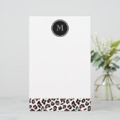 Pfirsich-schwarzer Leopard-Tierdruck mit Monogramm Briefpapier (Stehend Vorderseite)