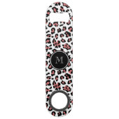 Pfirsich-schwarzer Leopard-Tierdruck mit Monogramm Speedflaschenöffner (Rückseite)