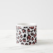 Pfirsich-schwarzer Leopard-Tierdruck-Muster Espressotasse (Vorderseite)
