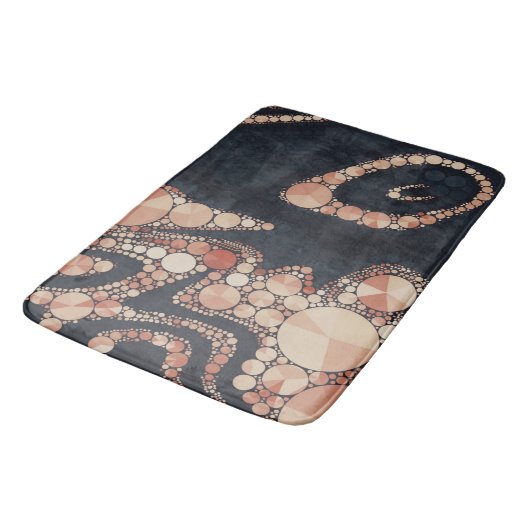 Pfirsich schwarzes Bling abstrakt Badematte (Schrägansicht)