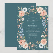 Pfirsich Serene Florale Romanze Hochzeit Einladung (Vorne/Hinten)