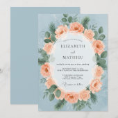 Pfirsich Serene Winterhochzeit Einladung (Vorne/Hinten)