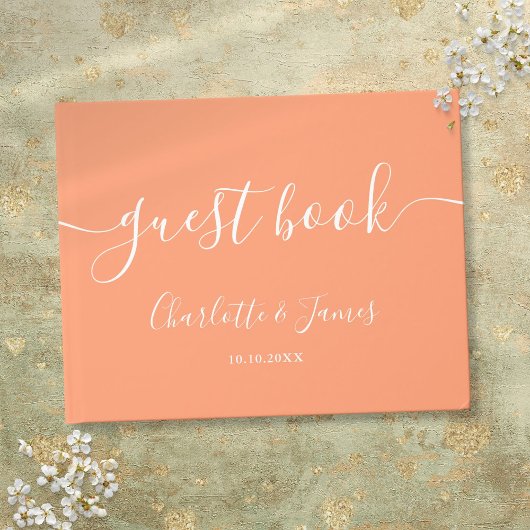 Pfirsich-Signatur-Schrift Hochzeit Gästebuch