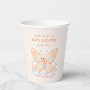 Pfirsich-Sorbet-Schmetterling-Baby-Party-Papierbec Pappbecher