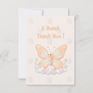 Pfirsich-Sorbet-Schmetterling-Baby-Shower-Dankeska Dankeskarte