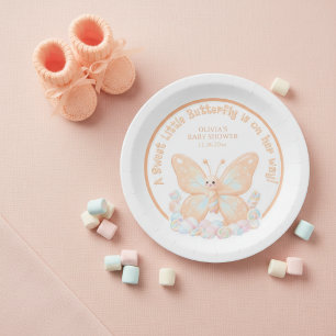 Pfirsich-Sorbet-Schmetterling Süße Baby Shower Fav Pappteller