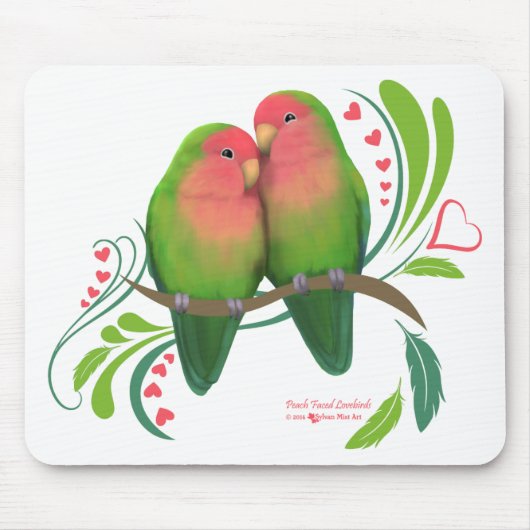Pfirsich stellte Liebe-Vögel gegenüber Mousepad (Vorne)