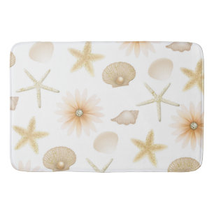 Pfirsich Strand Muscheln & Blumen Moderne Glamour Badematte