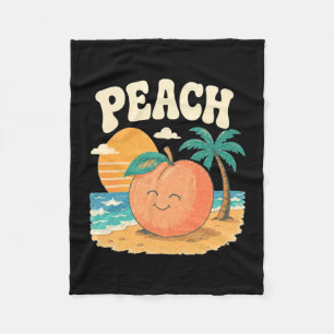 Pfirsich Strand Sommer Retro süße Frucht Sonnenunt Fleecedecke