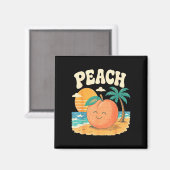 Pfirsich Strand Sommer Retro süße Frucht Sonnenunt Magnet (Vorderseite/Rückseite)