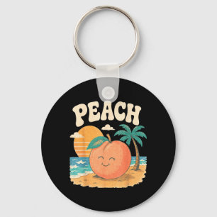 Pfirsich Strand Sommer Retro Süße Frucht Sonnenunt Schlüsselanhänger