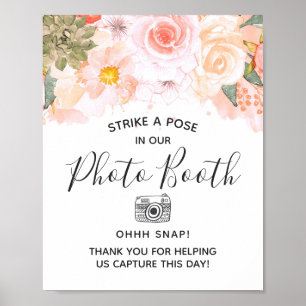 Pfirsich Sukkulenten Florale Fotobox Hochzeitsschi Poster