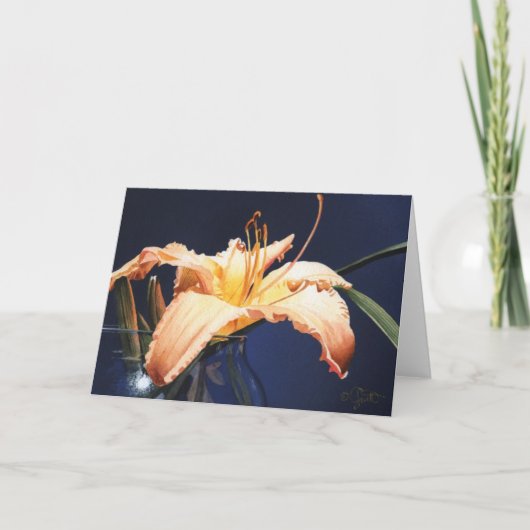 Pfirsich-Tageslilien-Gruß-Karte Karte (Vorderseite)