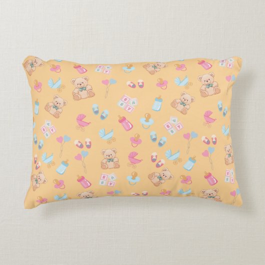 Pfirsich-Teddy-Kinderzimmer-Kissen Dekokissen (Vorderseite)
