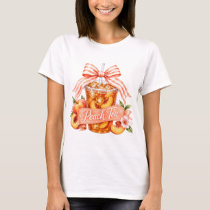 Pfirsich-Tee-Schleife PNG Vintage-Sommerband-Desig T-Shirt