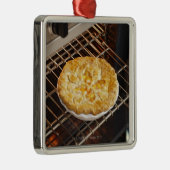 Pfirsich-Torte Silbernes Ornament (Rechts)