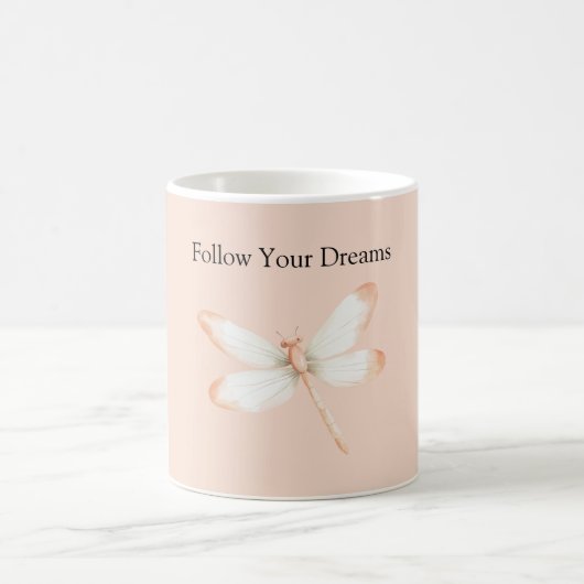 Pfirsich-Träume Libelle Kaffeetasse (Mittel)