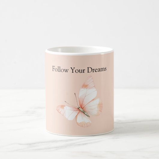 Pfirsich-Träume Schmetterling Kaffeetasse (Mittel)