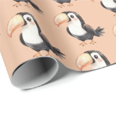 Pfirsich-Tukan-Vogel-Tier-Geburtstag Geschenkpapier (Rolleneckpunkt)