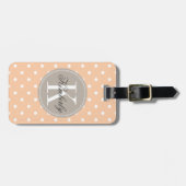 Pfirsich-Tupfen mit Taupe-Monogramm Gepäckanhänger (Vorderseite horizontal)