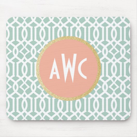 Pfirsich-u. Minzen-Gitter Mousepad (Vorne)