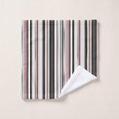 Pfirsich und Abstrakte graue Streifen Badhandtuch Set (Waschlappen)