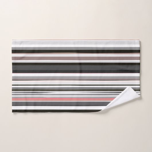 Pfirsich und Abstrakte graue Streifen Badhandtuch Set (Handtuch)