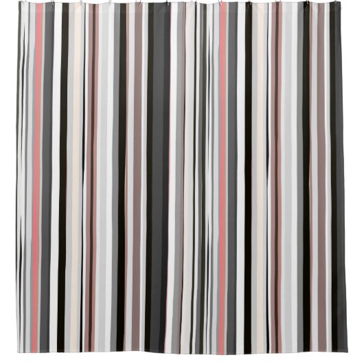 Pfirsich und Abstrakte graue Streifen Duschvorhang (Vorderseite)