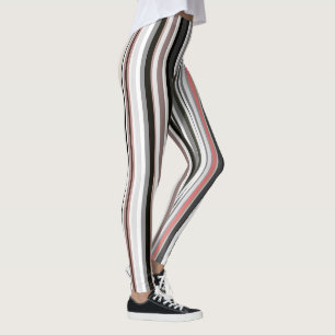 Pfirsich und Abstrakte graue Streifen Leggings