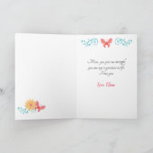 Pfirsich und Aquamarine Schmetterlinge Geburtstags Karte (Innenseite)