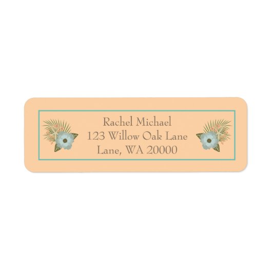 Pfirsich und Aquamarine tropische Blumen (Vorne)