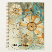 Pfirsich und Aquamariner, Abstrakter Blumengarten Planer (Vorderseite)