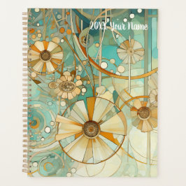 Pfirsich und Aquamariner, Abstrakter Blumengarten Planer