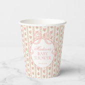 Pfirsich und Beige Fancy Floral Babyshower Pappbecher (Rückseite)