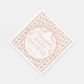 Pfirsich- und Beige-farbene extravagante Blumen-Ba Serviette (Ecke)