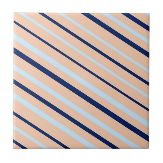 Pfirsich und Blau diagonal gestreift Fliese (Vorderseite)