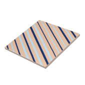 Pfirsich und Blau diagonal gestreift Fliese (Seite)
