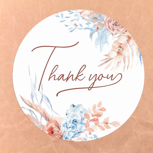 Pfirsich und blau tropischen danke Ihnen Aufkleber