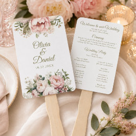 Pfirsich und Blush Pink Blues Hochzeitsprogramm Fächer