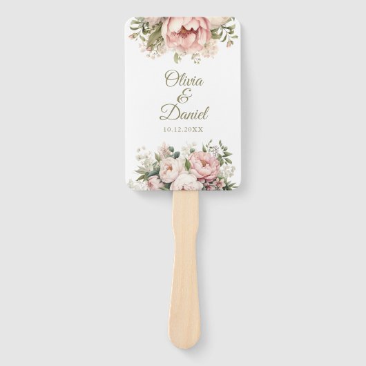 Pfirsich und Blush Pink Blues Hochzeitsprogramm Fächer (Vorderseite)