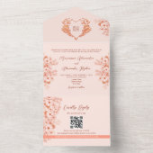Pfirsich und Blush Pink Monogram Wedding All In One Einladung (Innen Boden)