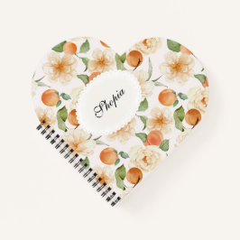 Pfirsich- und Creme Blumen Elegantes Notizbuch-Cov Notizblock