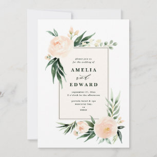 Pfirsich- und cremefarbene Aquarellblätter + Blatt